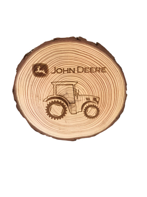 Live edge wood plaque "John Deere"