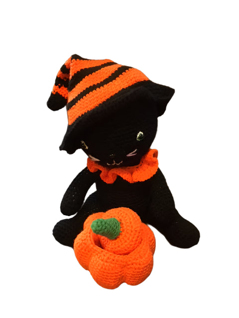 Halloween Cat with pumpkin