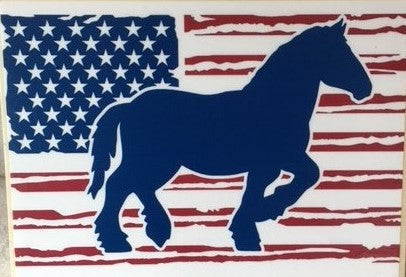 Wooden Picture Draft Horse on Flag